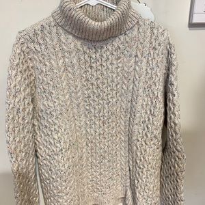 Lands End Aran Turtleneck Sweater